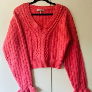 BCBGeneration Women's Long Poet Sleeve V-Neck Knit Sweater Sz M Romantic/Cozy